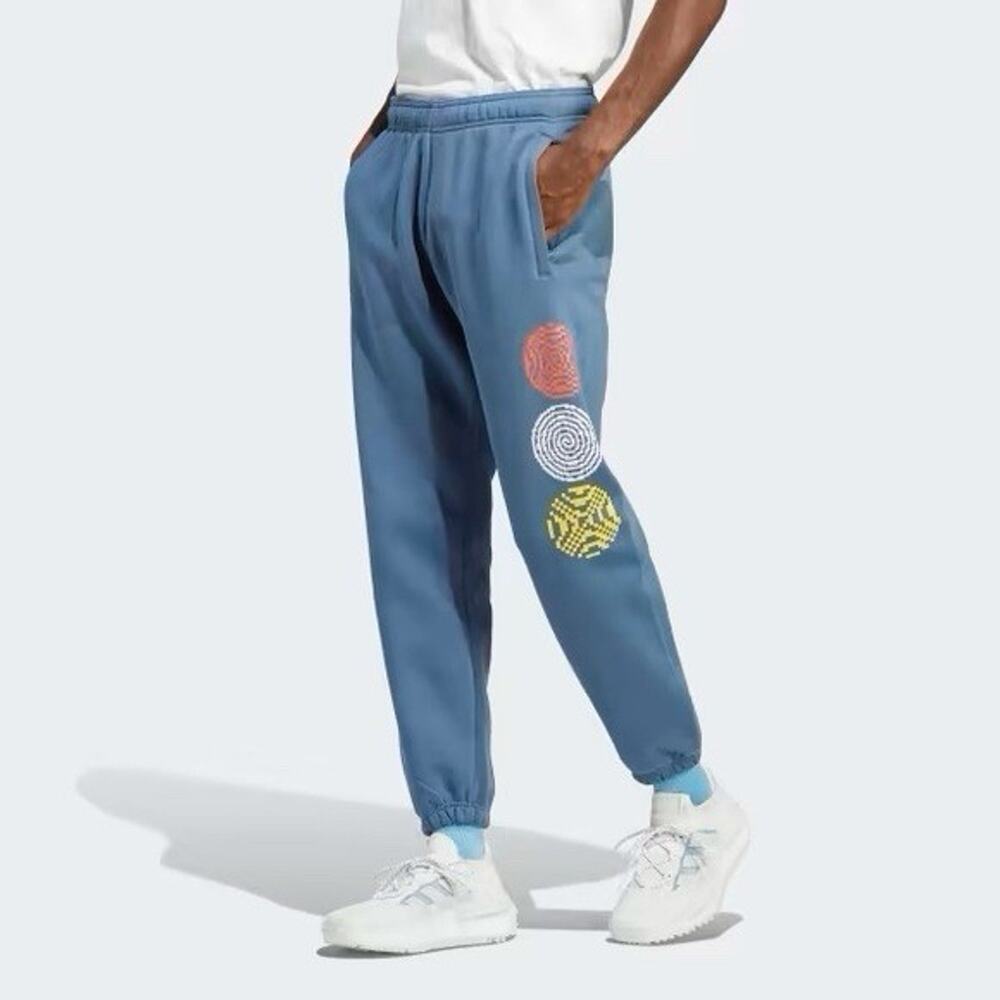Adidas Men’s Jogger Sweatpants Size XL Cartoon Graphic Logo Blue (Read)